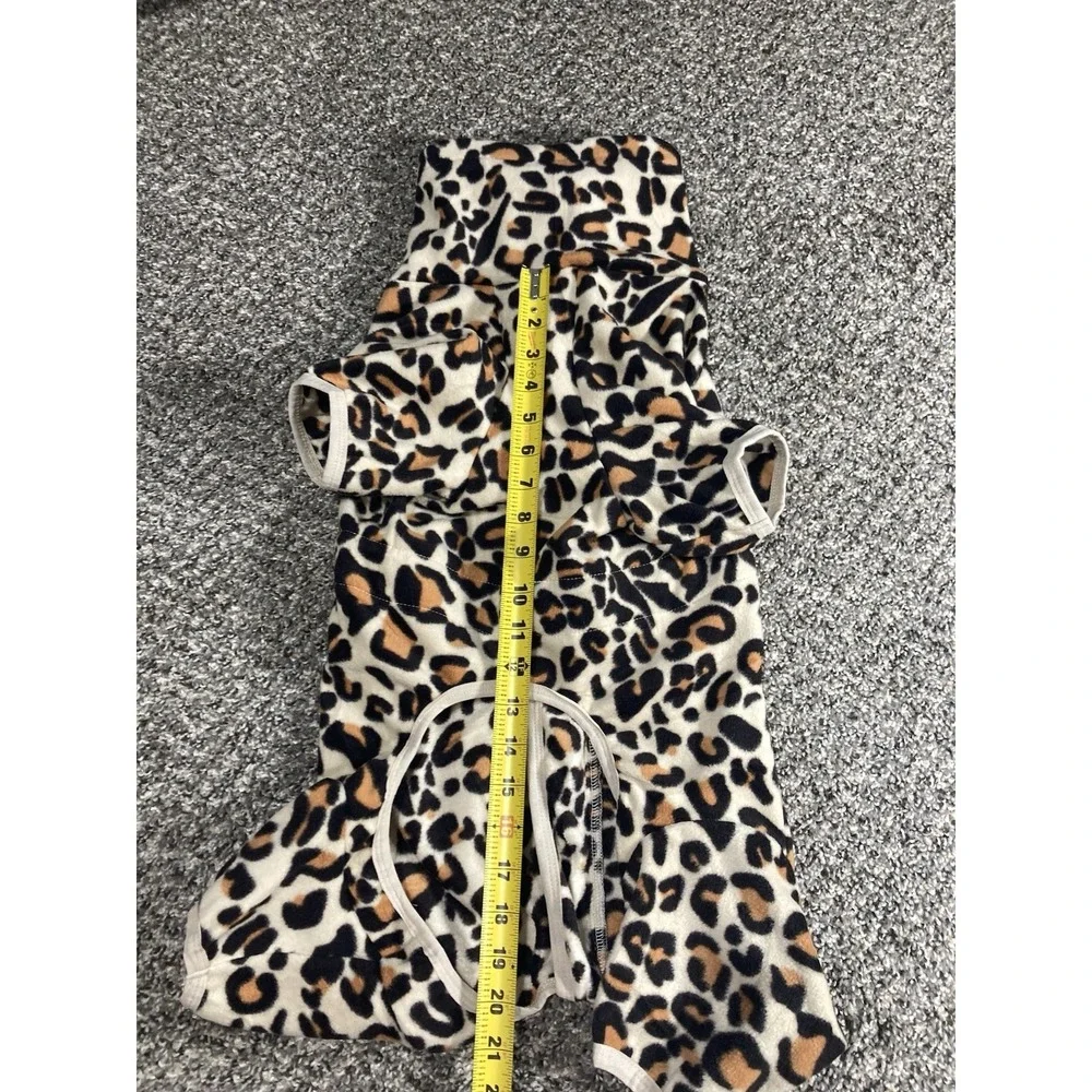 Warm‎ Fleece Leopard Print Dog Coat Jacket Medium Beige Brown Black